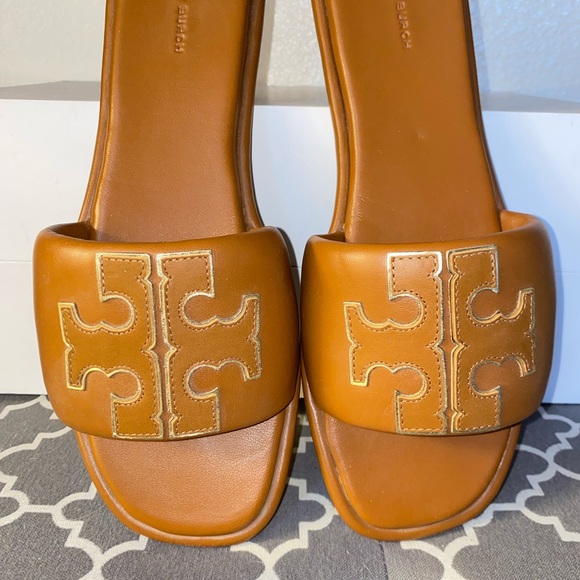 Tori Burch Double T Slides 12 Leather - Picture 5 of 5